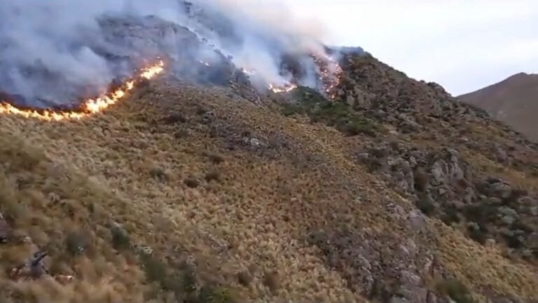 Córdoba: Combaten incendios forestales en el Cerro Uritorco