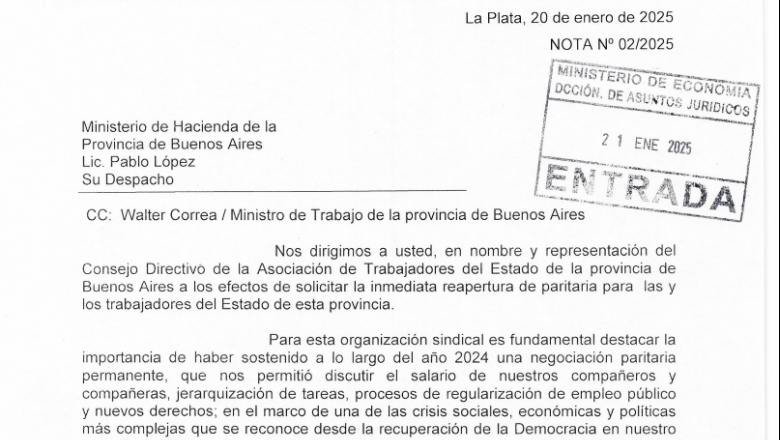 ATE exige reapertura de paritarias en provincia
